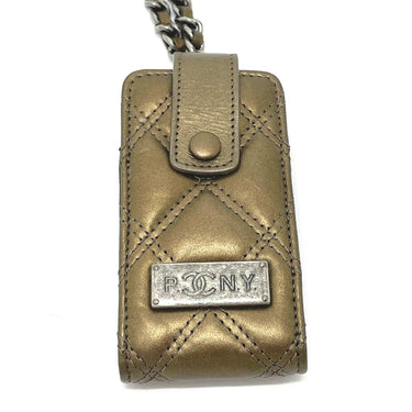 CHANEL Shoulder Bag A32475 leather Gold x Silver Metal 06A Matelasse Paris New York Women Used Authentic